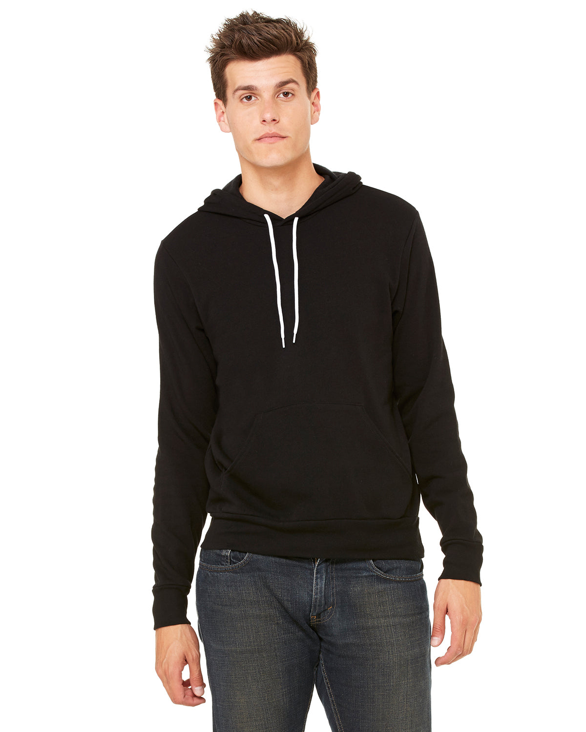 Bella + Canvas 3719 Unisex Sponge Fleece Hoodie Sweatshirt - Black