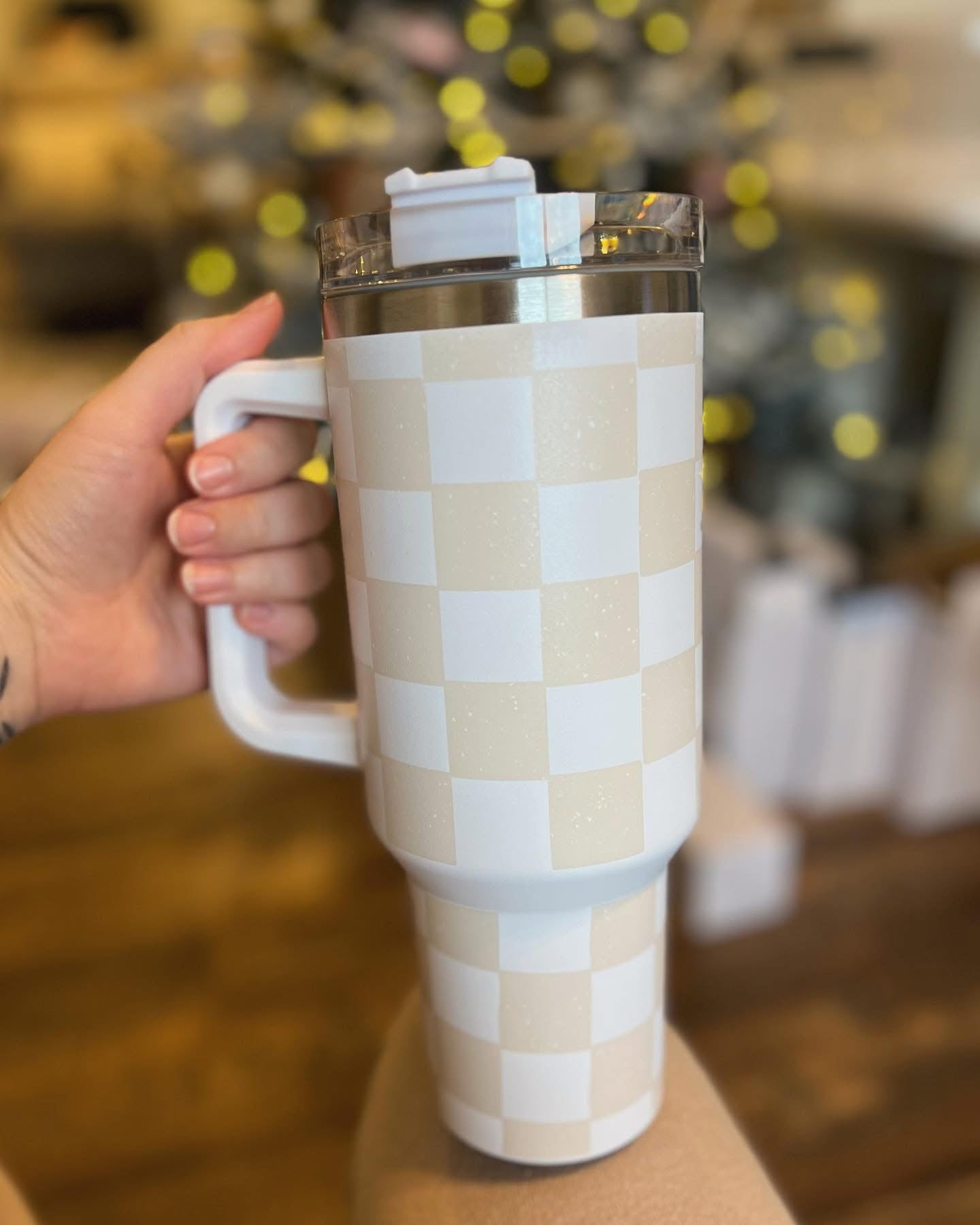Checkered Nude 40oz Tumbler
