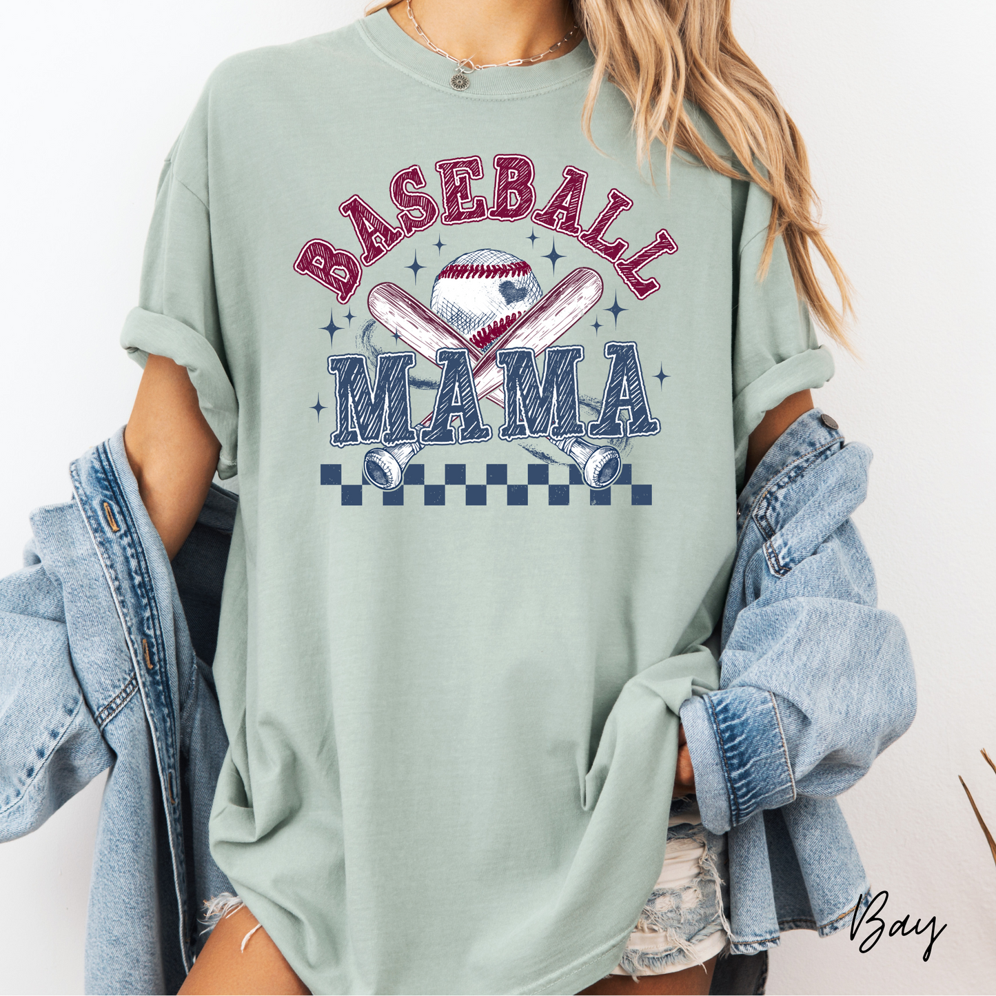 Baseball Mama Checkered Graphic Tee