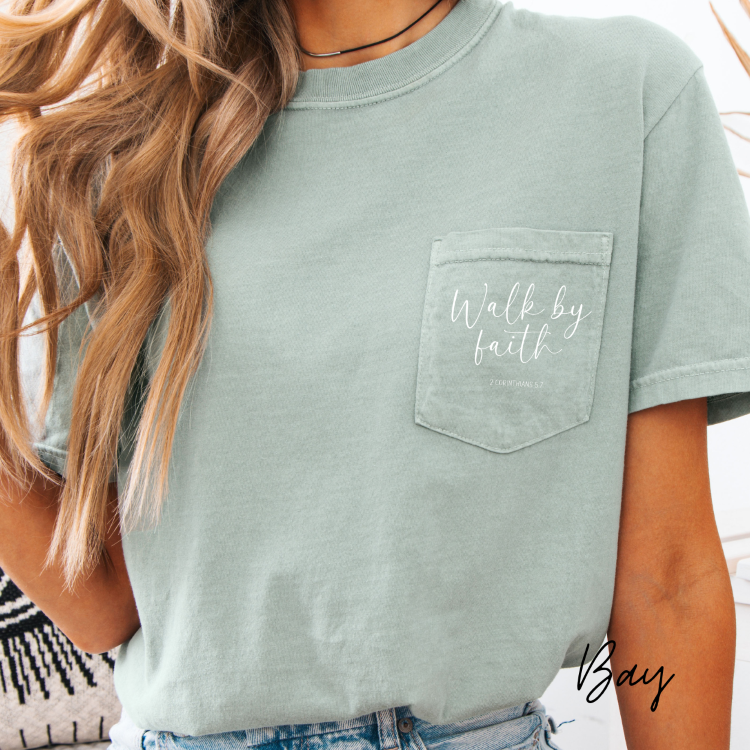 Walk by Faith Pocketed Graphic Tee