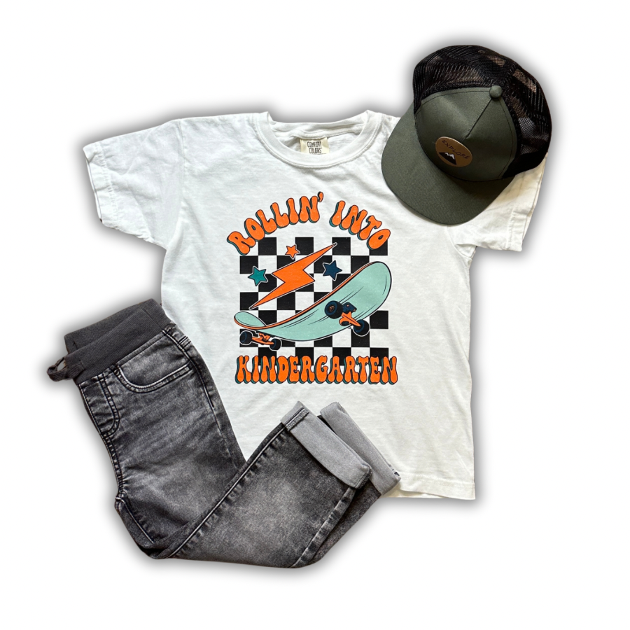 Rollin' Into Kindergarten Graphic Tee