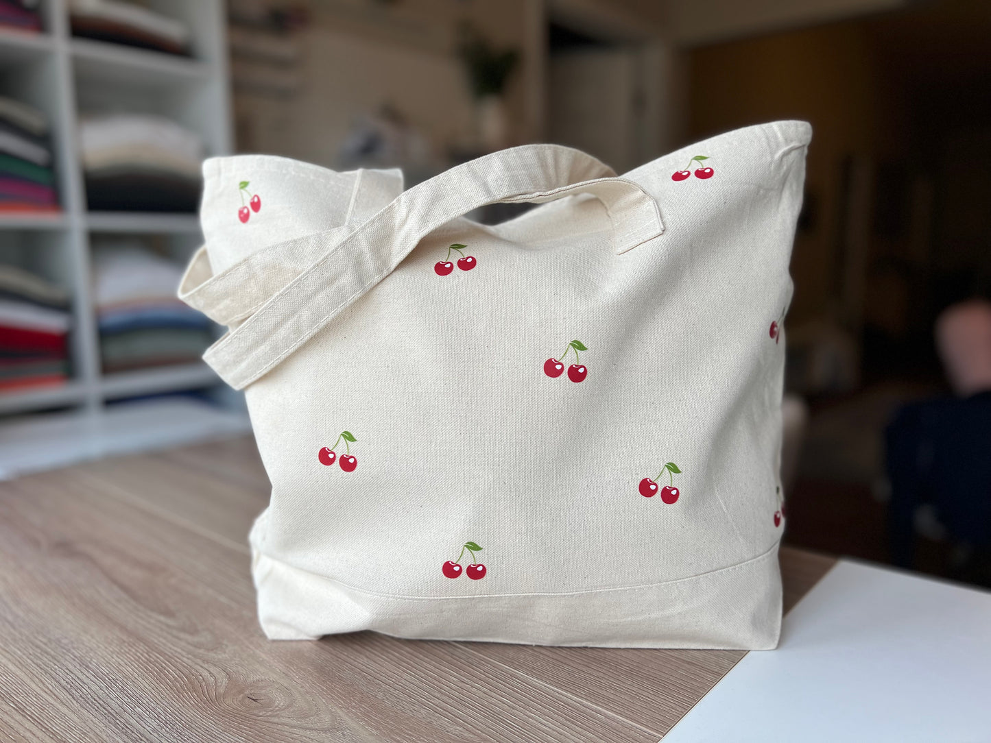 Cherry Canvas Tote Bag
