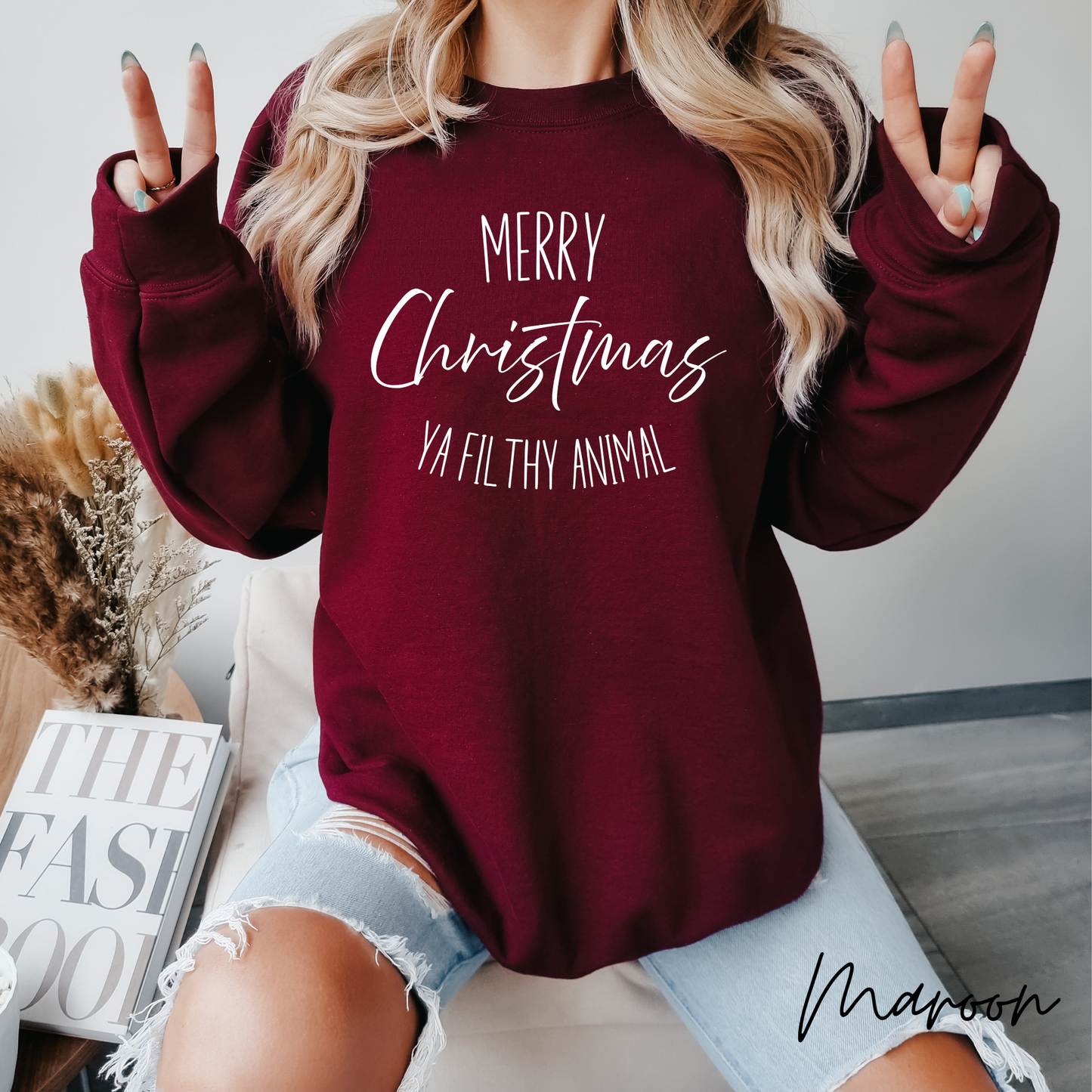 Merry Christmas Ya Filthy Animal Crewneck