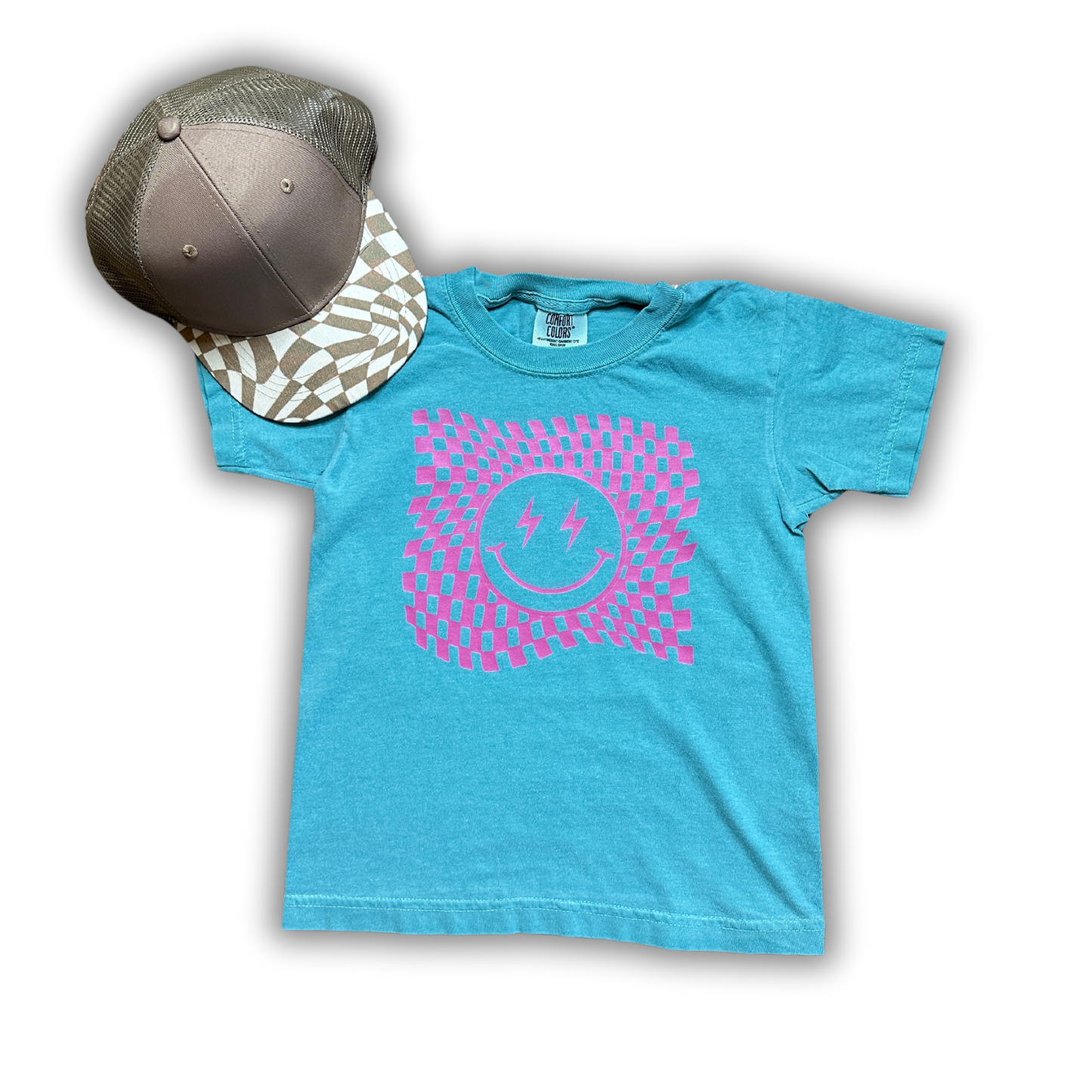 Retro Checkered Smiley Graphic Tee