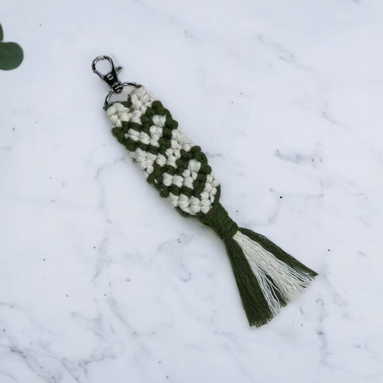 Macrame Heart Keychain