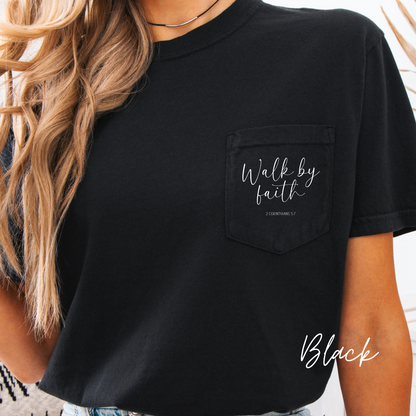 Walk by Faith Pocketed Graphic Tee