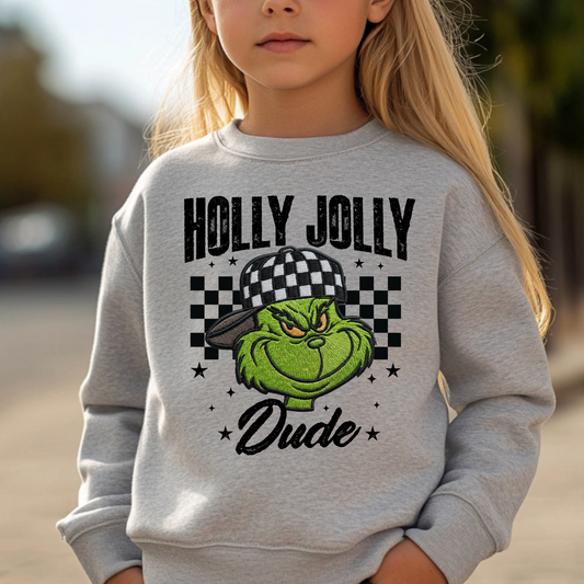 Holly Jolly Dude Youth Crewneck