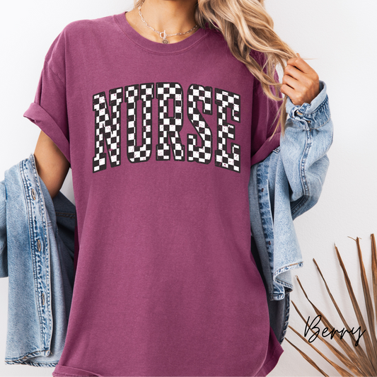 Checkered Nurse Graphic Tee