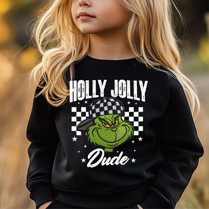 Holly Jolly Dude Youth Crewneck