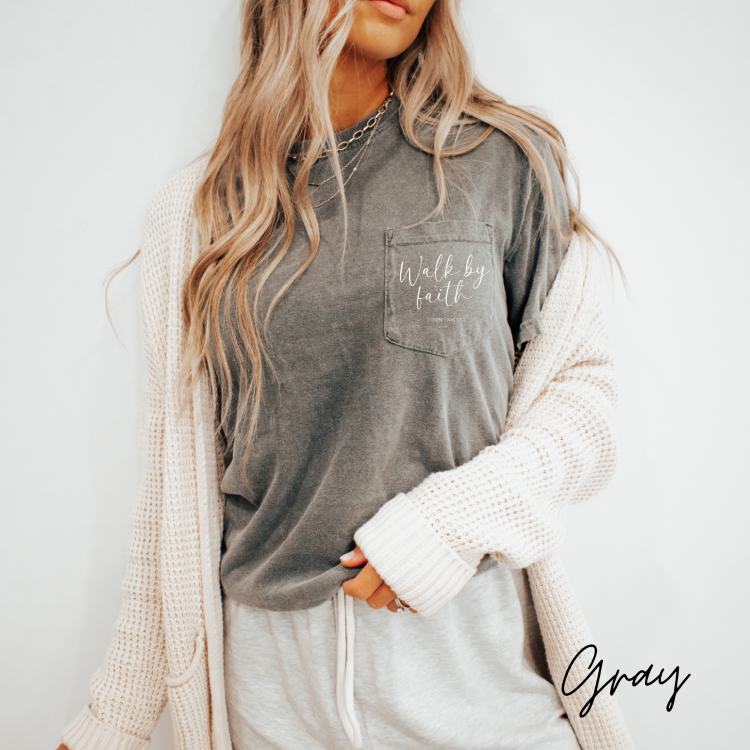 Walk by Faith Pocketed Graphic Tee