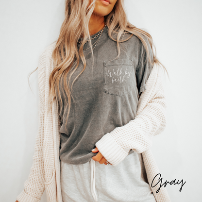 Walk by Faith Pocketed Graphic Tee
