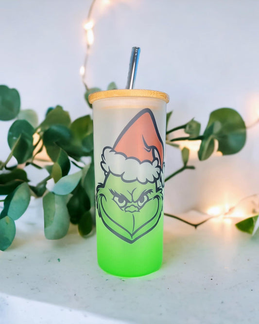 You're a Mean One, Mr. Grinch 20 oz Ombre Glass Tumbler