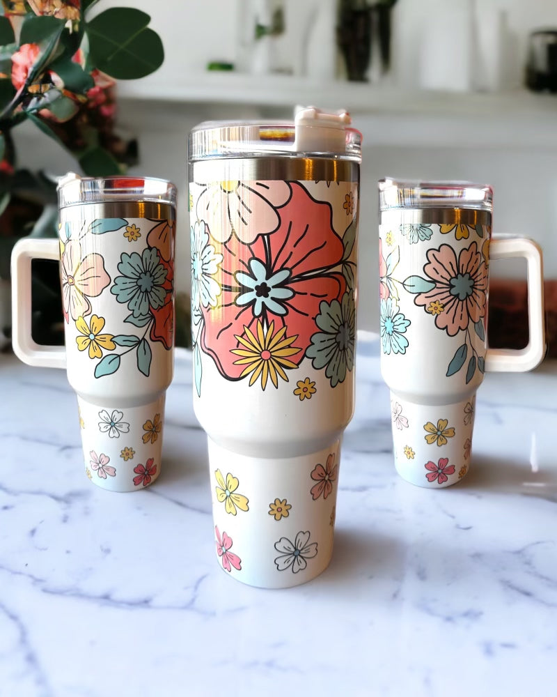 Retro Floral 40oz Tumbler