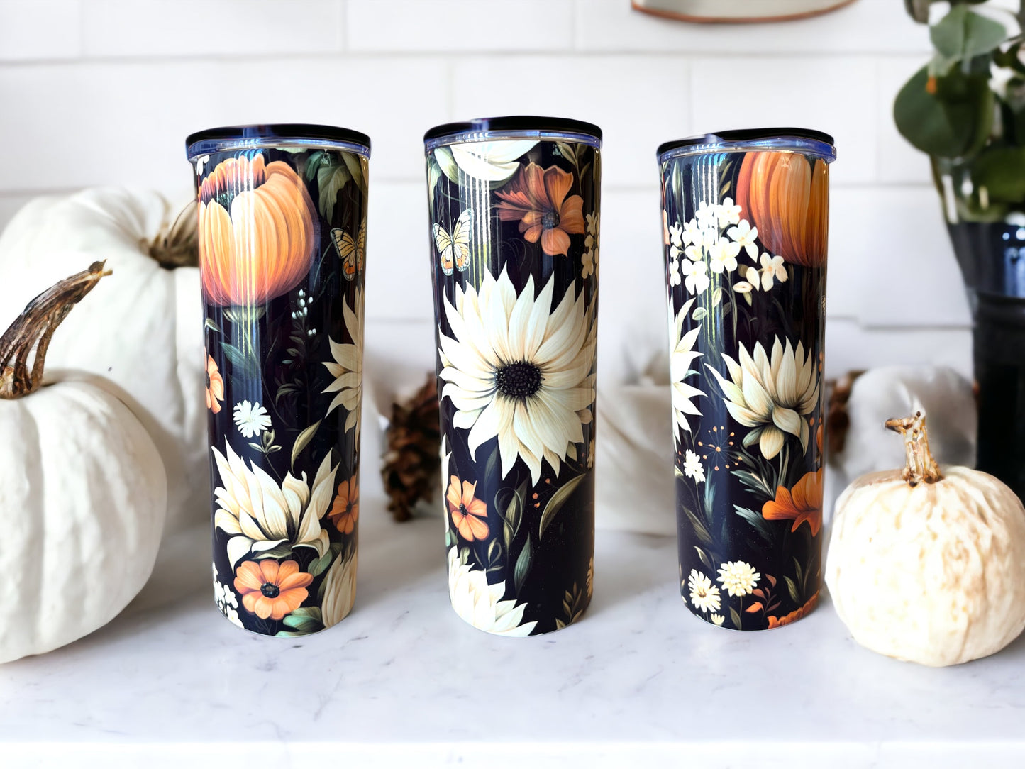 Dark Fall Floral 20oz Tumbler