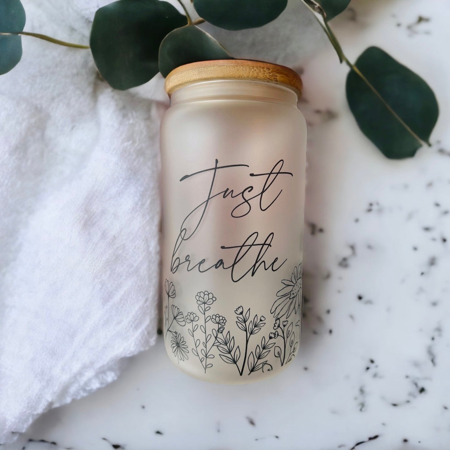 Just Breathe Glass Tumbler