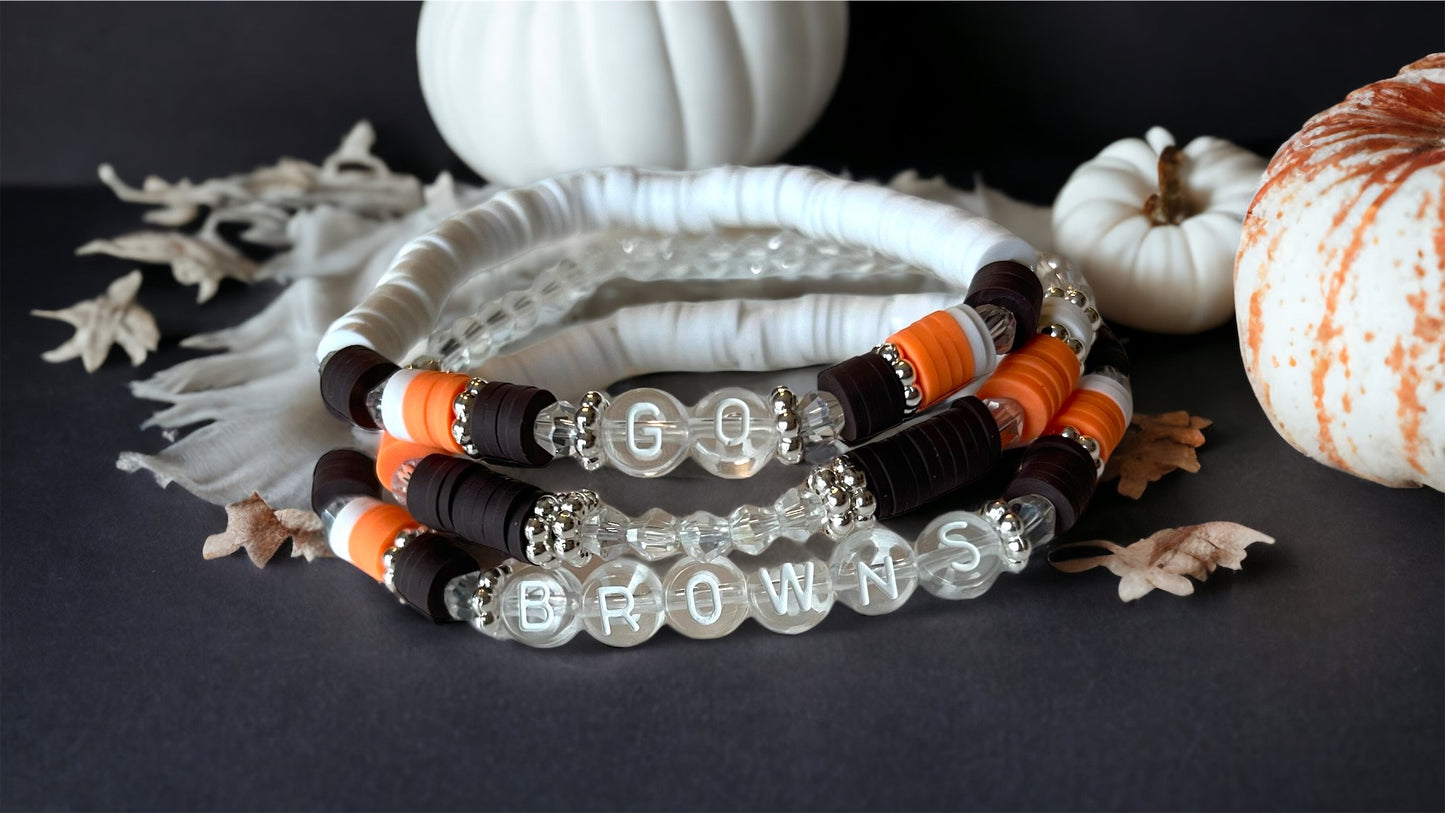 Browns Fan Clay Beaded Bracelet