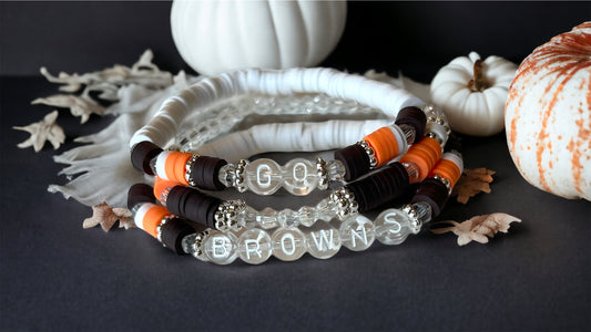 Browns Fan Clay Beaded Bracelet
